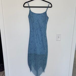 Byer Too! Vintage V2K Blue Floral Spaghetti Strap Dress - Size 9